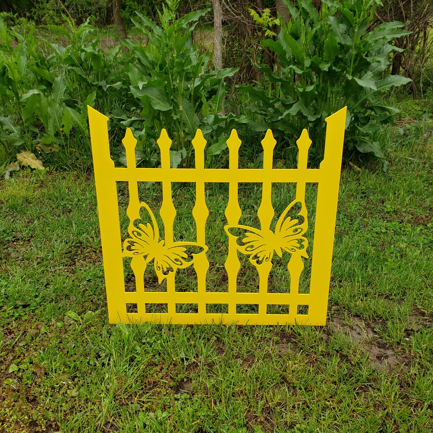image of butterfly fence panel steel garden decor