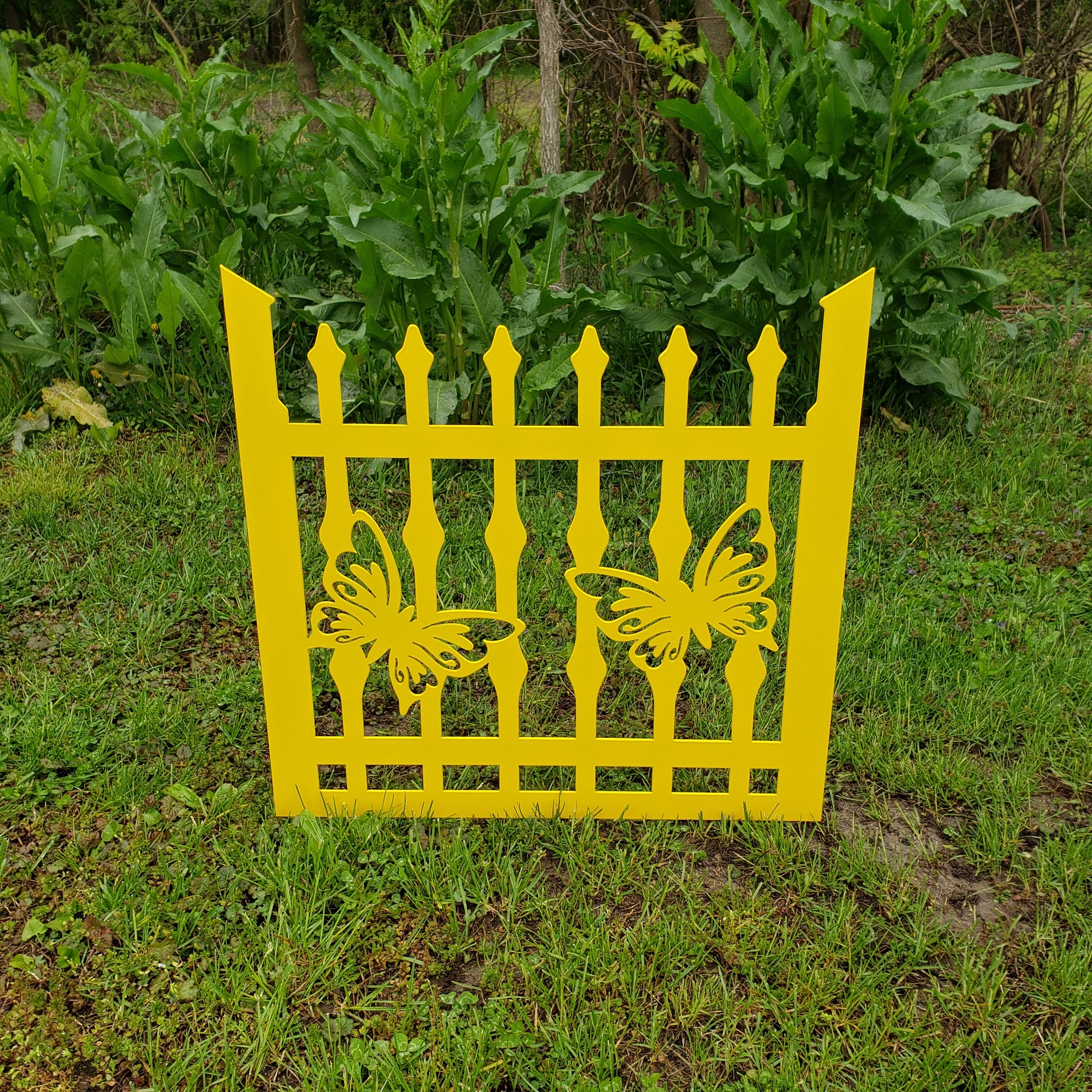 image of butterfly fence panel steel garden decor