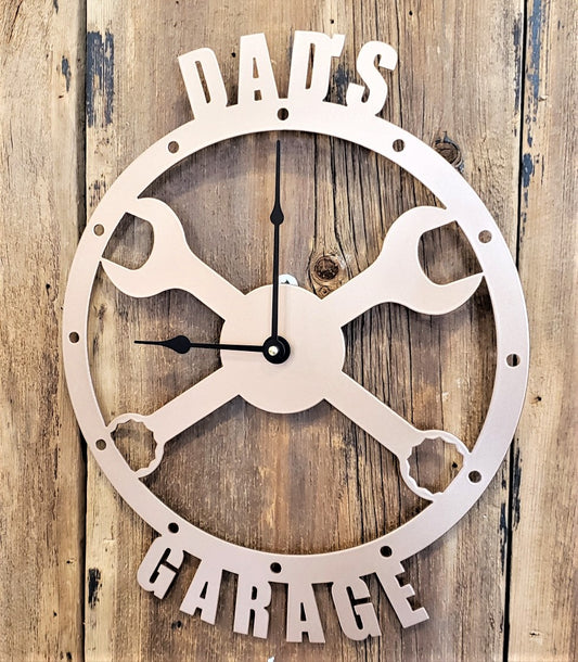Image of Dad's Garage or Personalized Crossed Wrenches Custom Clock