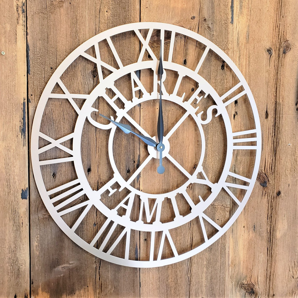 image of Extra Large Family Name Roman Numeral Custom Clock