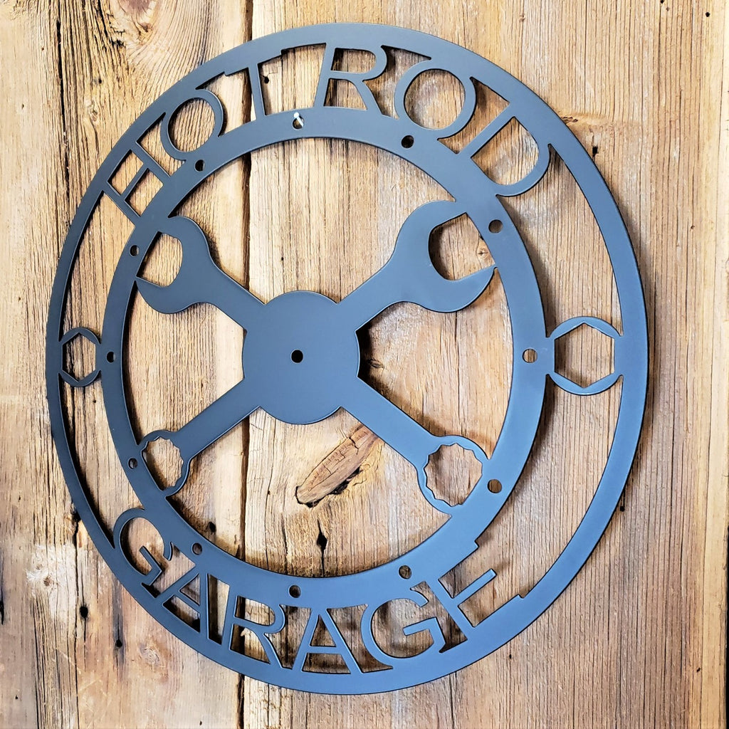 image of personalized crossed wrenches steel sign