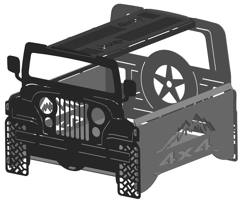 image of Jeep CJ Fire Pit Offroad Portable Collapsible FirePit Grill