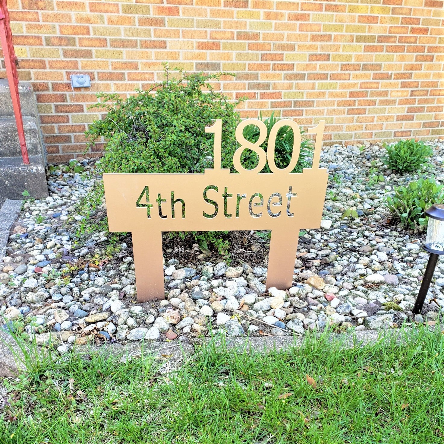 image of steel address yard sign stake