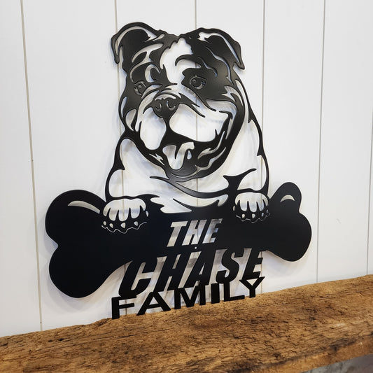 Bulldog Family Name Sign