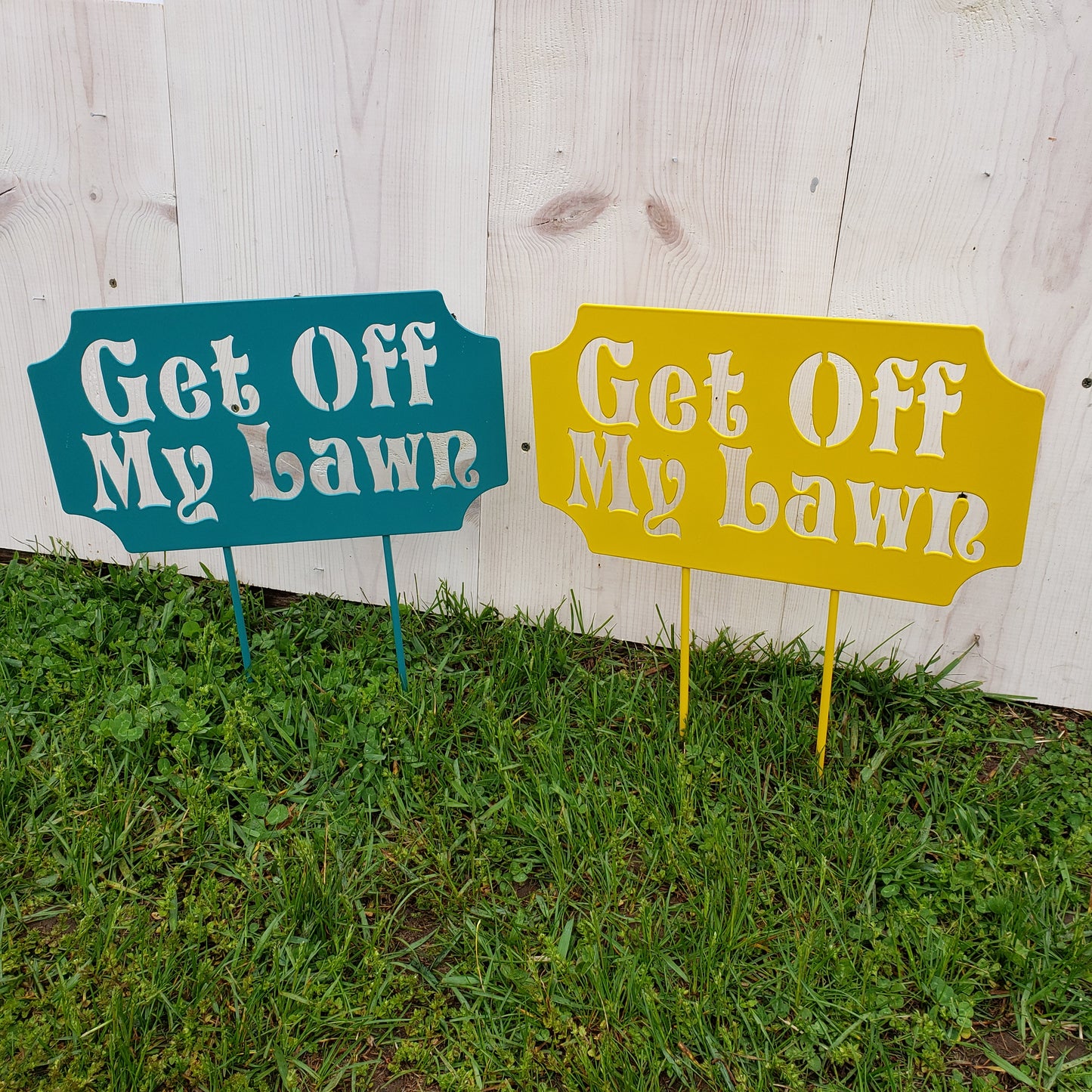 image of get off my lawn sign