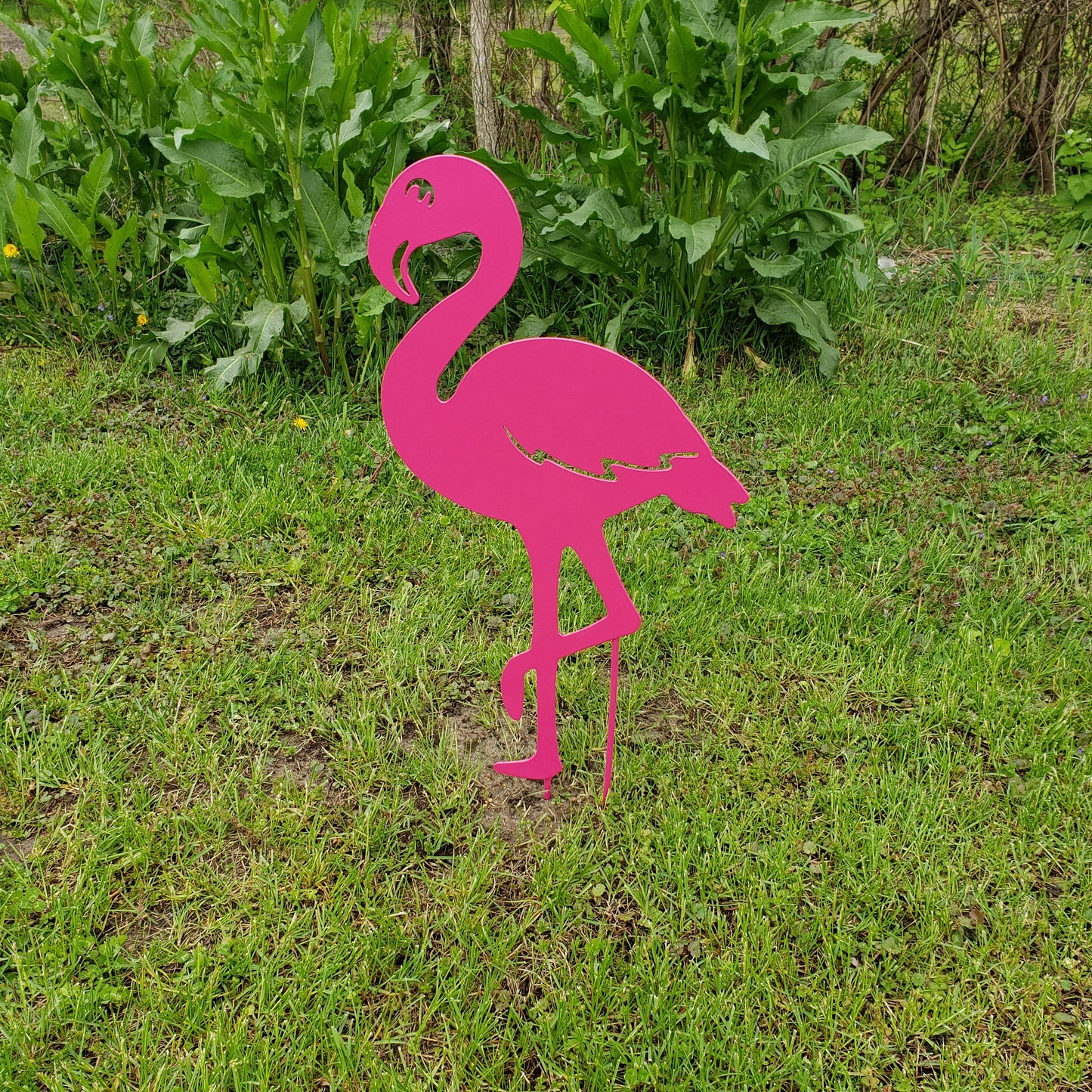 Pink Flamingo Steel Garden Decor