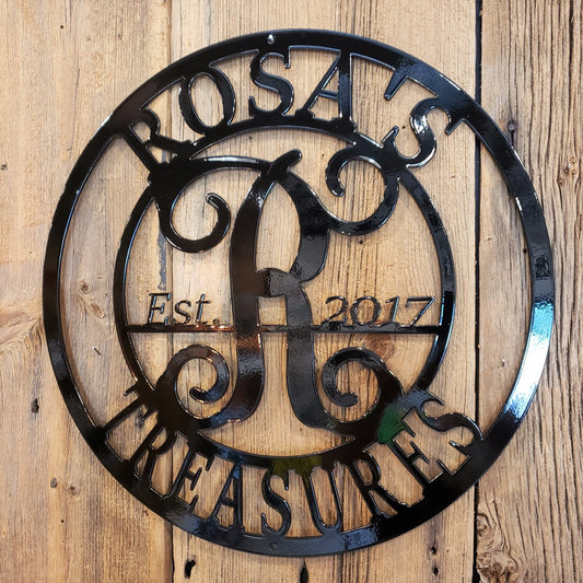 image of Custom Business Name Monogram Established Date Steel Sign