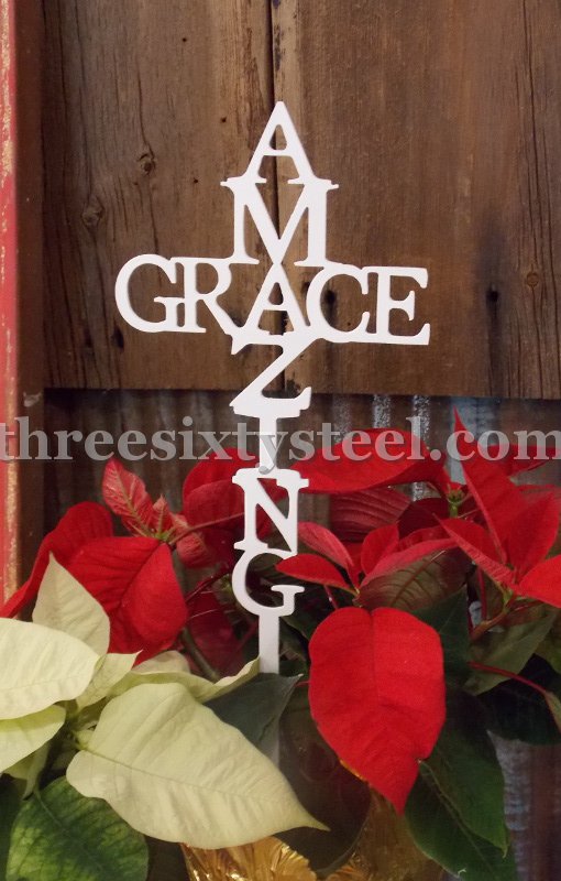 Amazing Grace Cross Plant Pick