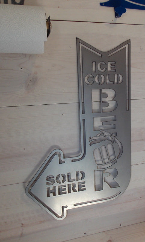Cold Beer Sold Here Vintage Arrow Sign