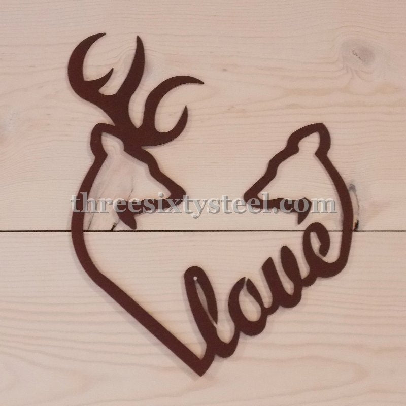 Deer Love Heart Steel Wall Art