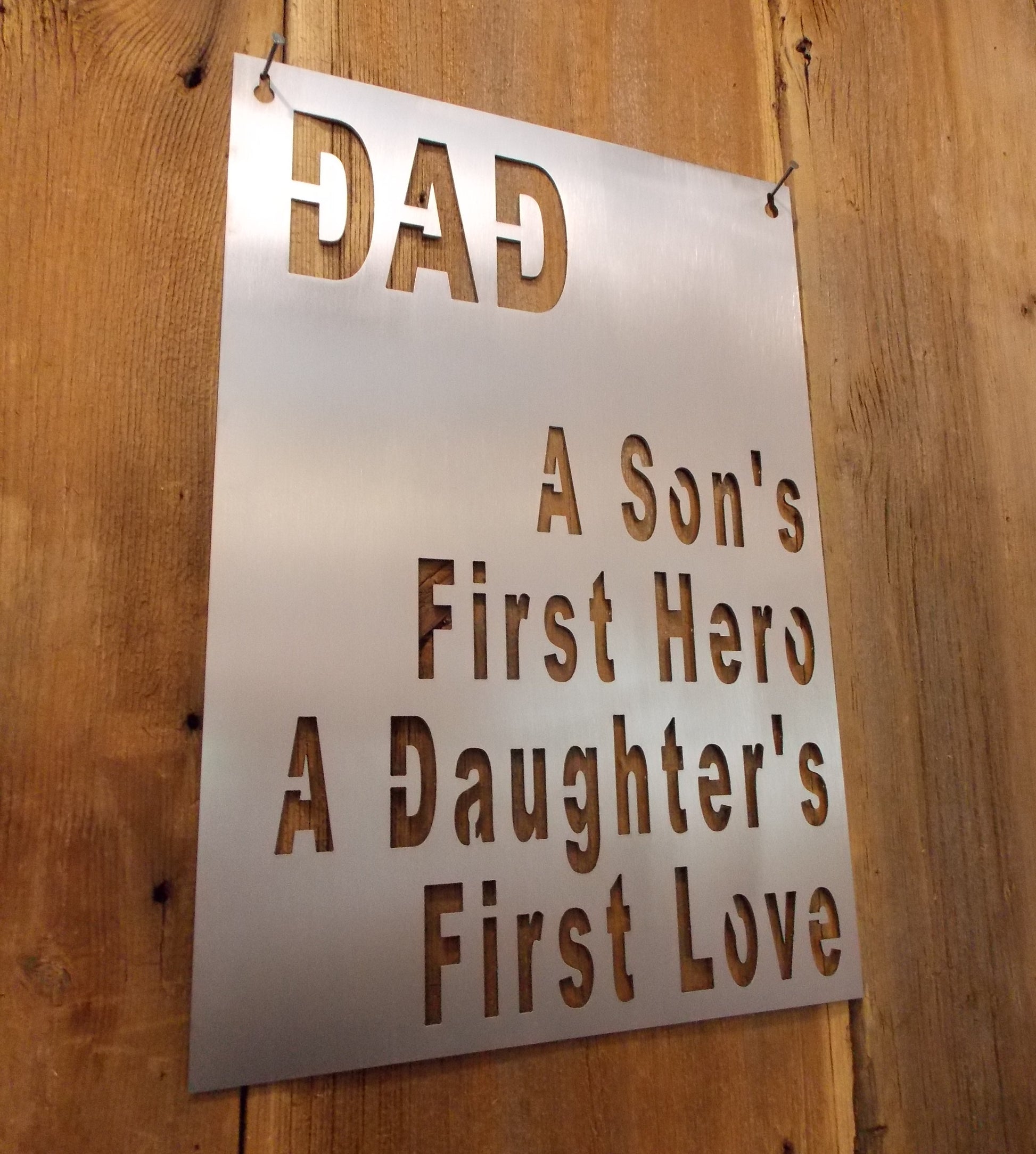 Fathers Day Special DAD A Son's First Hero A Daughters First Love Tribute Steel Plaque 