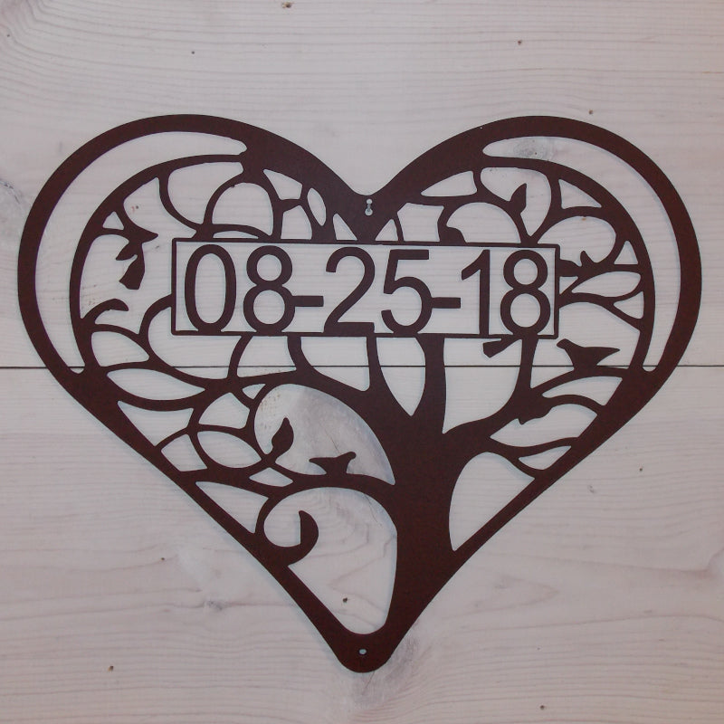Tree of Life Heart w/ Date Steel Art