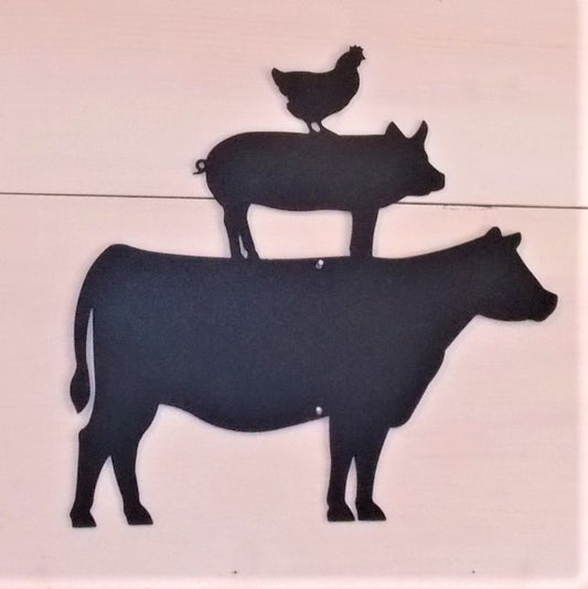 Farm Pile Cow Pig Chicken Steel wall hanger