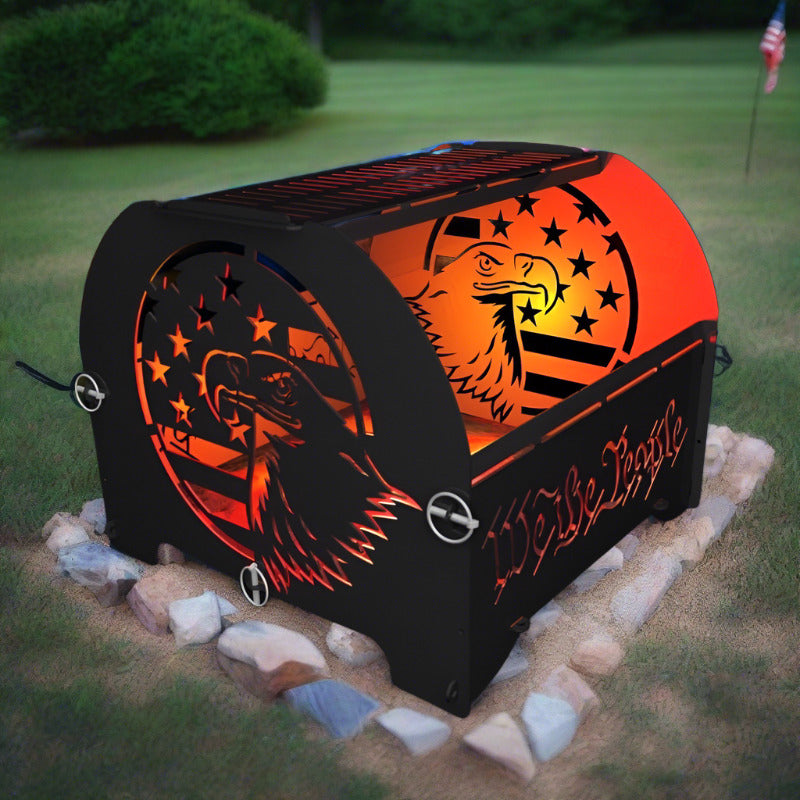 image of Eagle n Flag We The People Fire Pit Portable Collapsible FirePit Grill