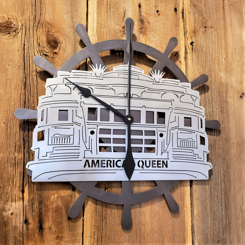 image of American Queen Stern Wheeler Captains Wheel Custom Clock