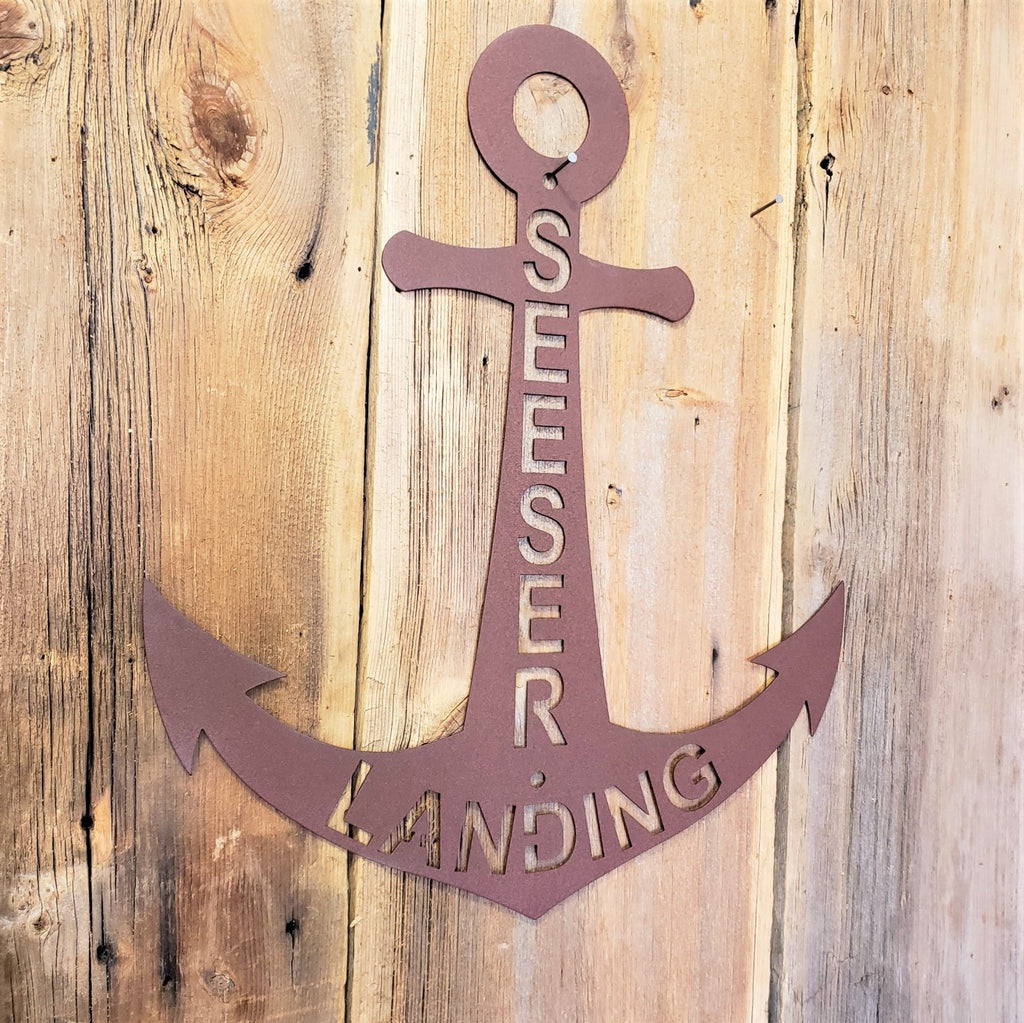 Nautical Anchor Steel Name Sign