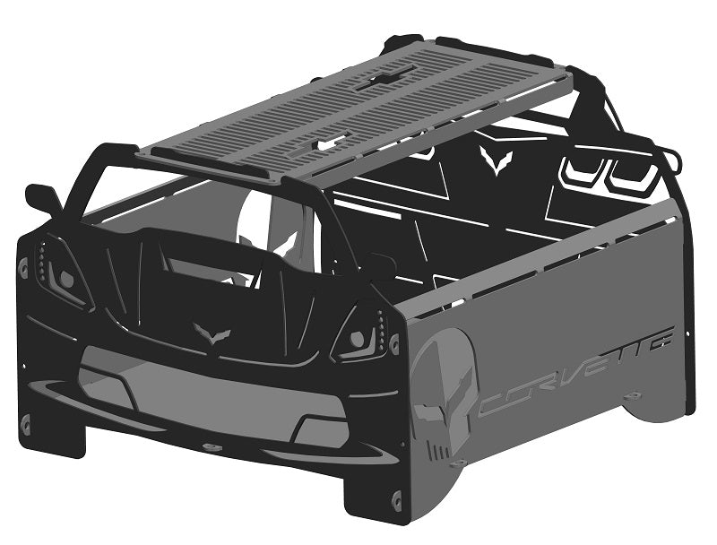 image of C8 Corvette Fire Pit Portable Collapsible FirePit Grill