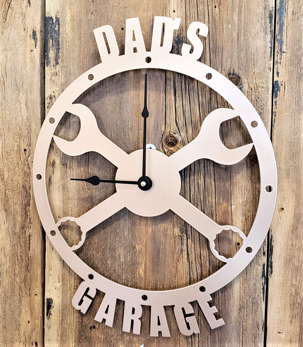 Image of Dad's Garage or Personalized Crossed Wrenches Custom Clock