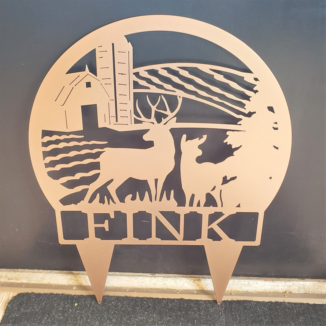 Deer and Farm Scene Welcome or Name Sign