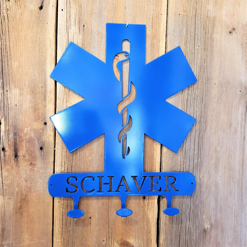 image of EMS Star of Life Coat Hook Name Sign