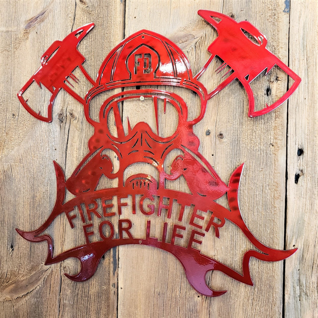 image of Firefighter for Life Helmet - Axes Steel Sign
