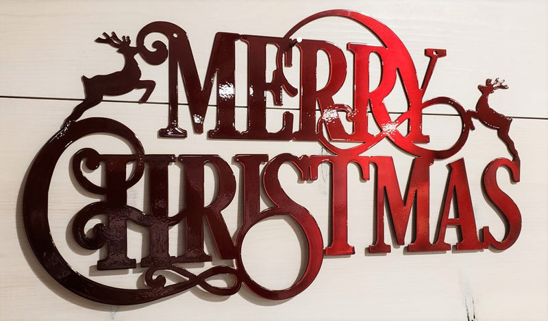 Merry Christmas Reindeer Steel Decor Sign