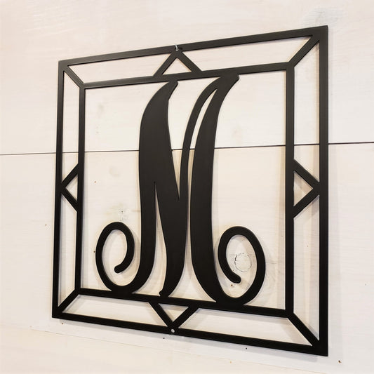 Square Decorative Monogram Initial Steel Sign