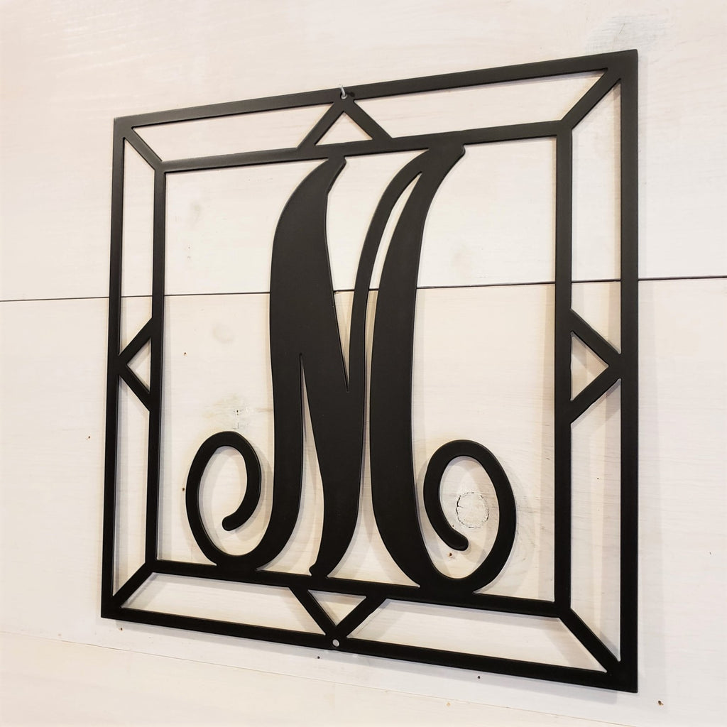 Square Decorative Monogram Initial Steel Sign
