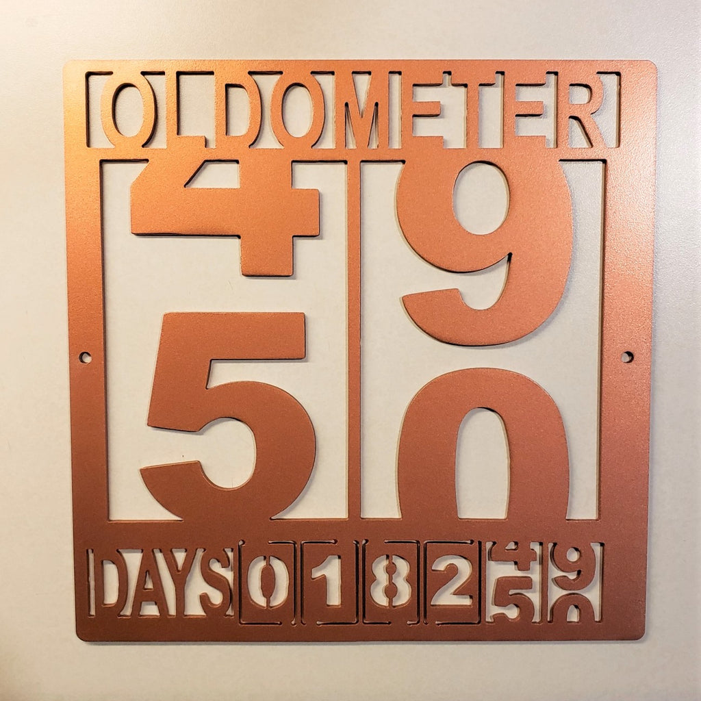 OLDOMETER 50th Birthday Steel Sign