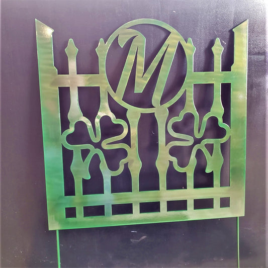 Monogram Shamrock Fence Panel Steel Garden Decor