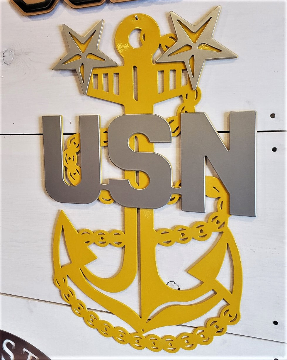 US Navy E9 Anchor Emblem Steel Sign