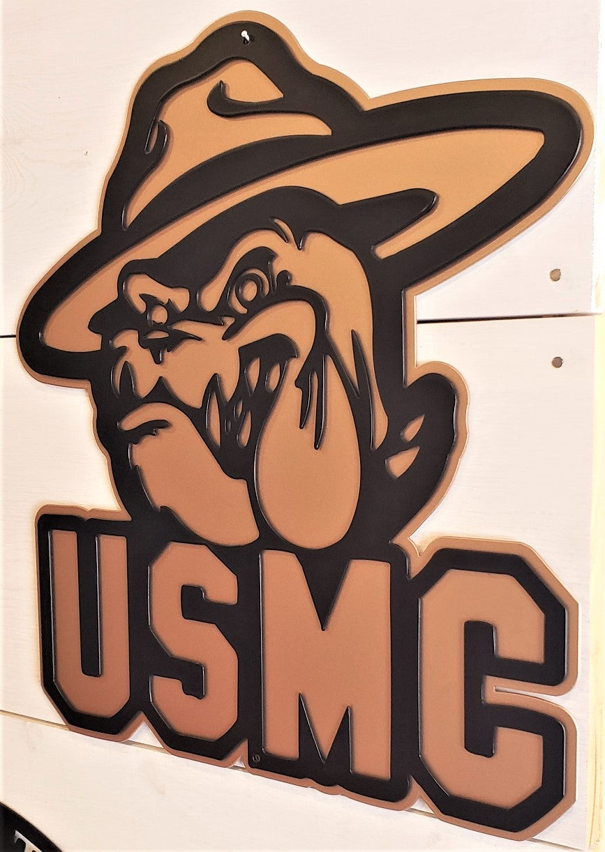Black and Gold/Copper U.S.M.C. Devil Dog Emblem Steel Decor