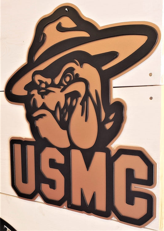 Black and Gold/Copper U.S.M.C. Devil Dog Emblem Steel Decor