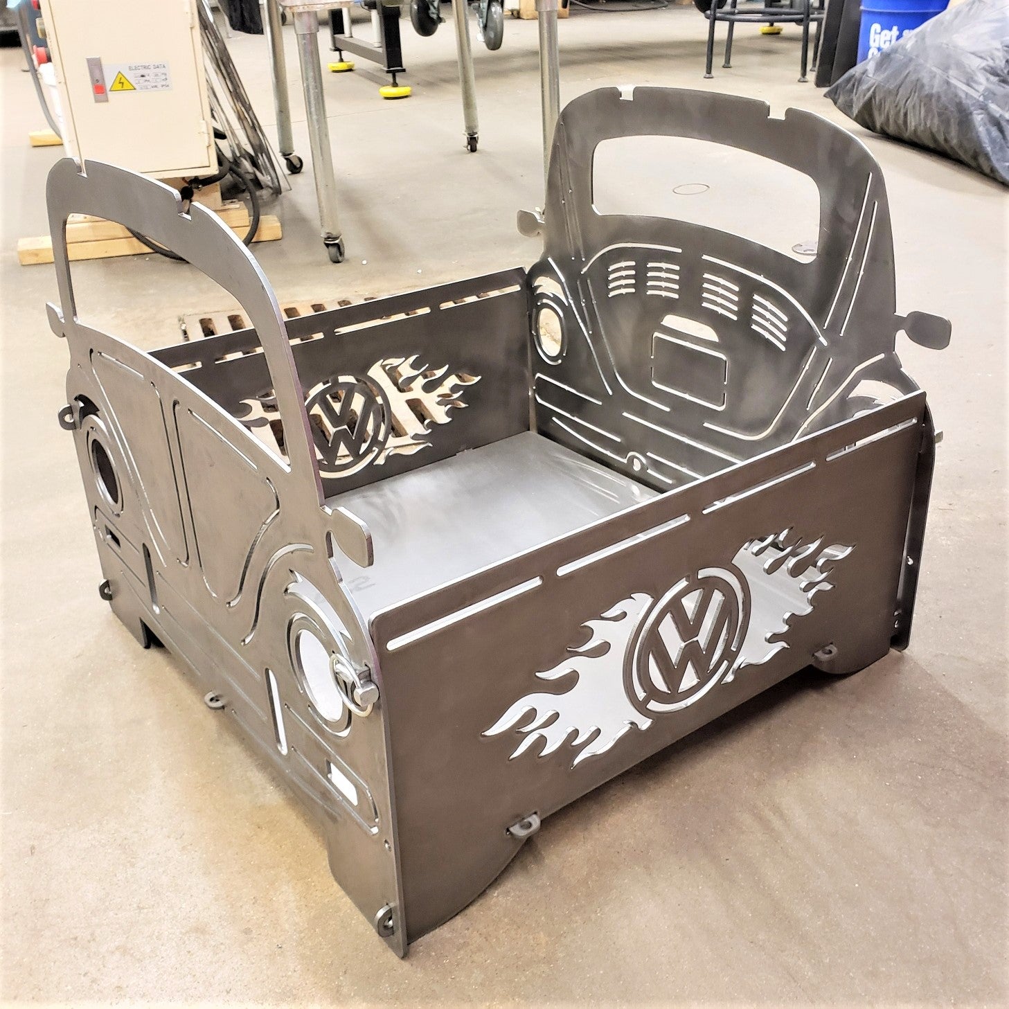 image of VW Bug Portable Collapsible Fire Pit Grill side