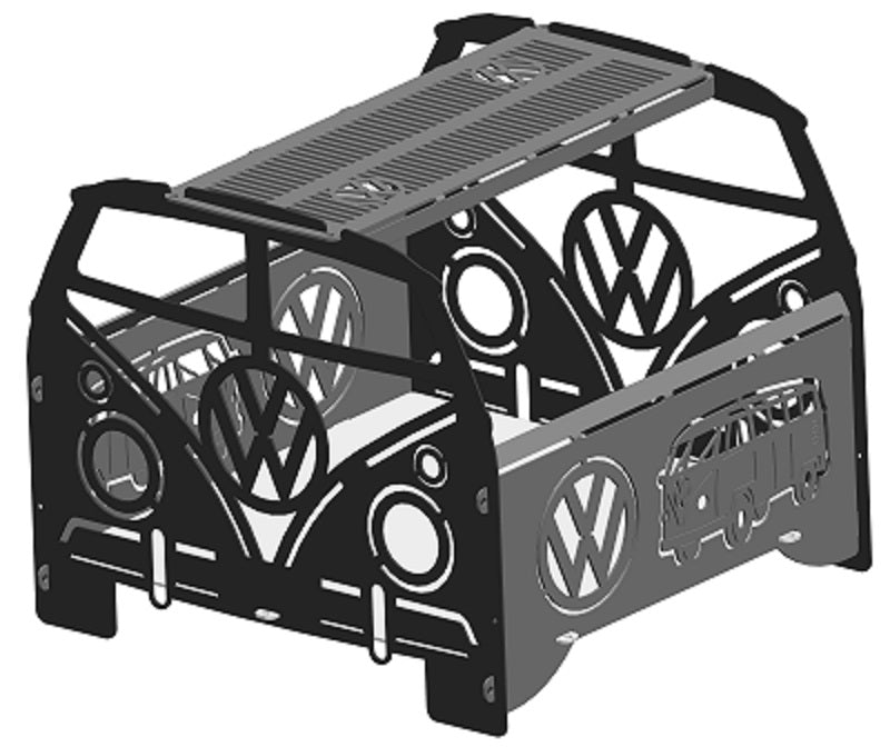 image of VW Micro Bus Style Fire Pit Portable Collapsible FirePit Grill