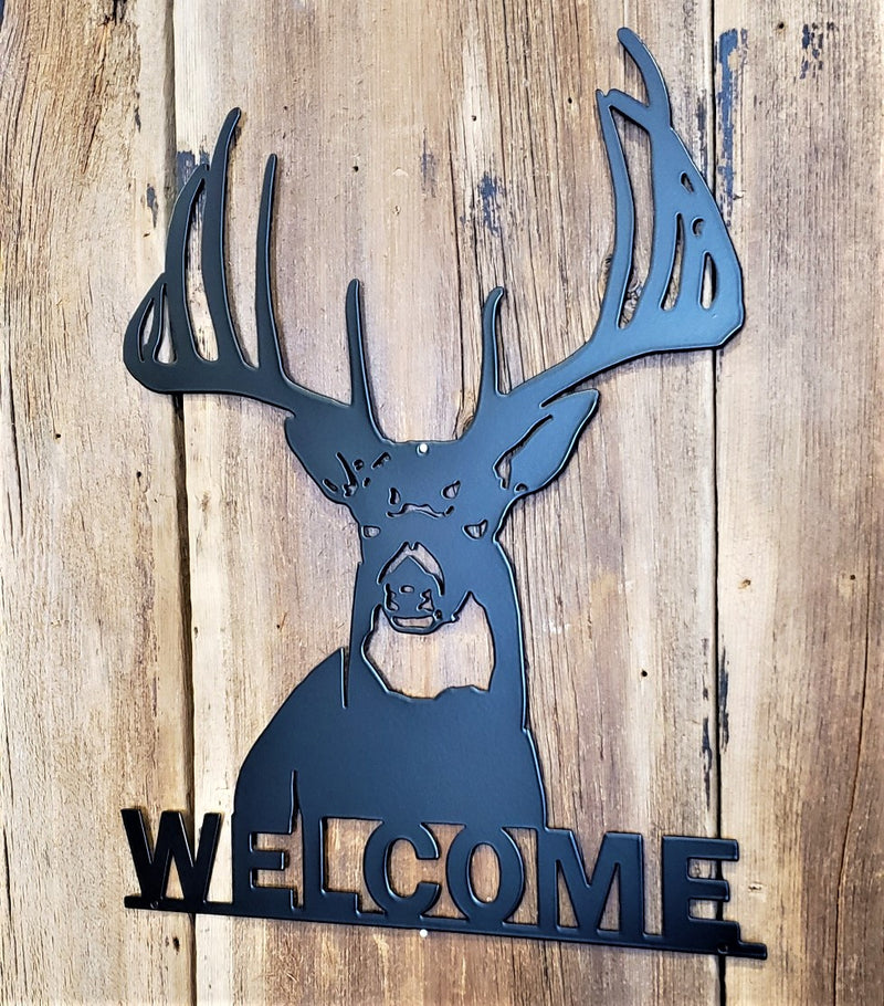 Buck Deer Welcome Steel Sign